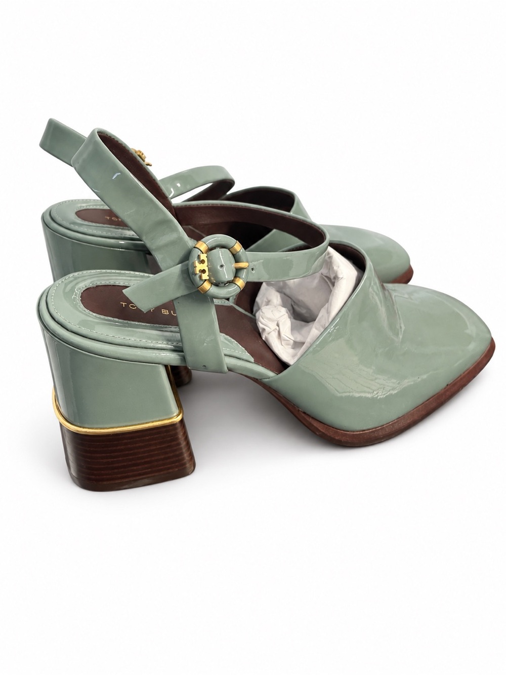 Tory Burch Mint Green Patent Slingback Mules - Picture 6 of 9